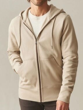 American Giant Men's Small Beige Relaxed Classic Full Zip Hoodie Sweatshirt NWOT